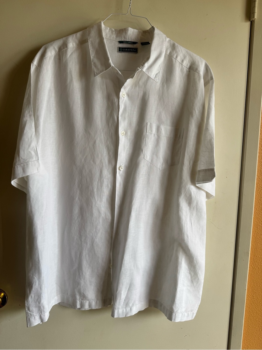 Cubavera Room White Short-Sleeve Linen Shirt Size XXL